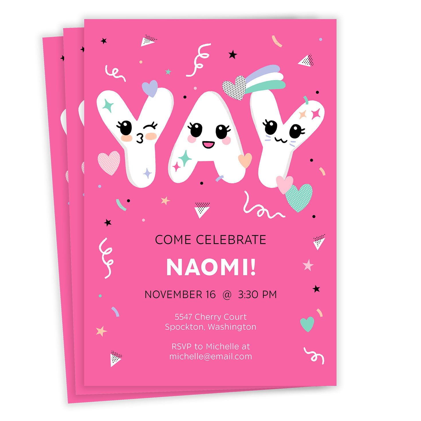 Yay Cutie Flat Birthday Invitation