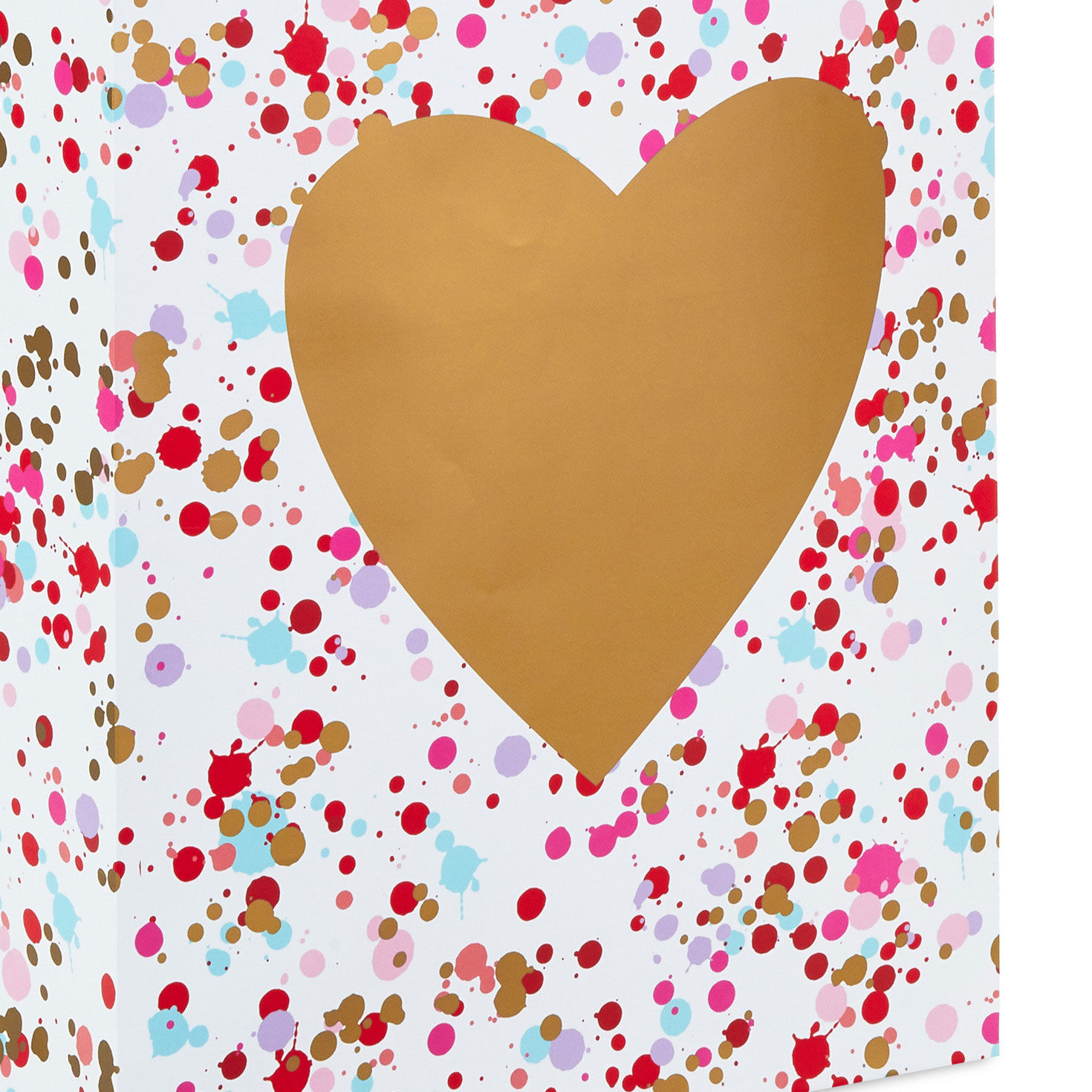17" Gold Heart on Confetti Extra-Large Gift Bag With Tissue Paper, , large image number 5