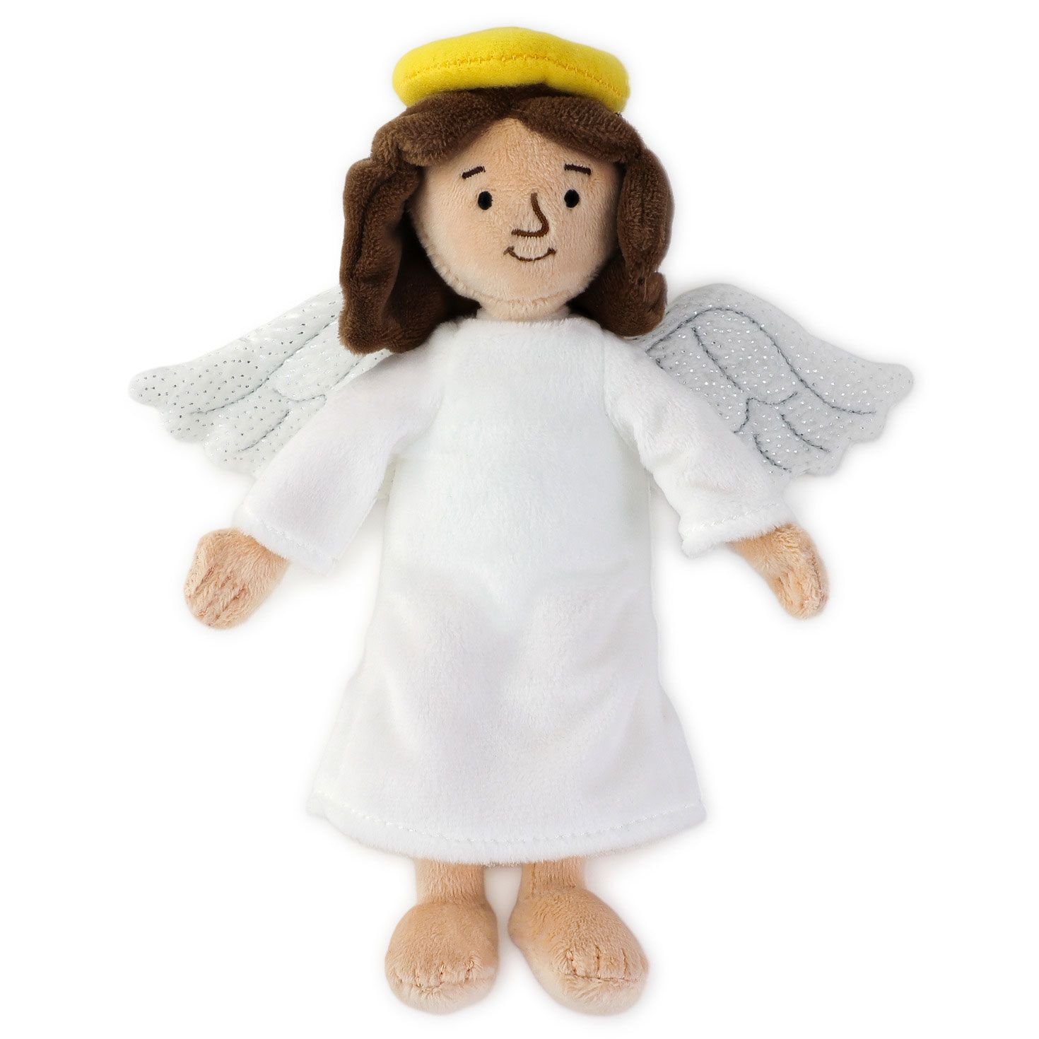 Small Plush Angel Doll in White Gown front standing image number 3