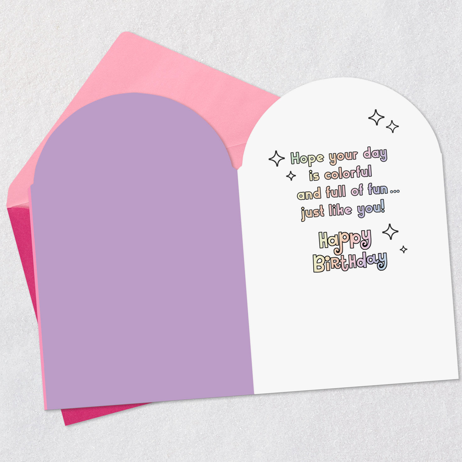 Retro Rainbow, Stars and Clouds Kids Birthday Card Open card with envelope image number 3