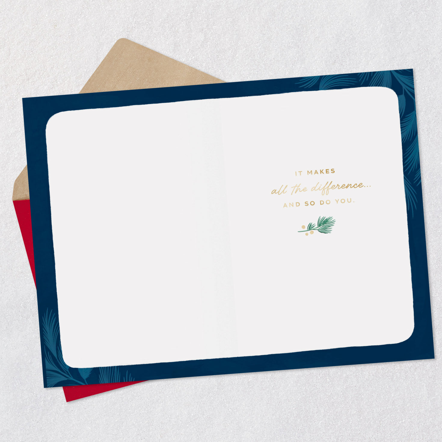 Navy Christmas Tree Healthcare Worker Card Open card with envelope image number 3