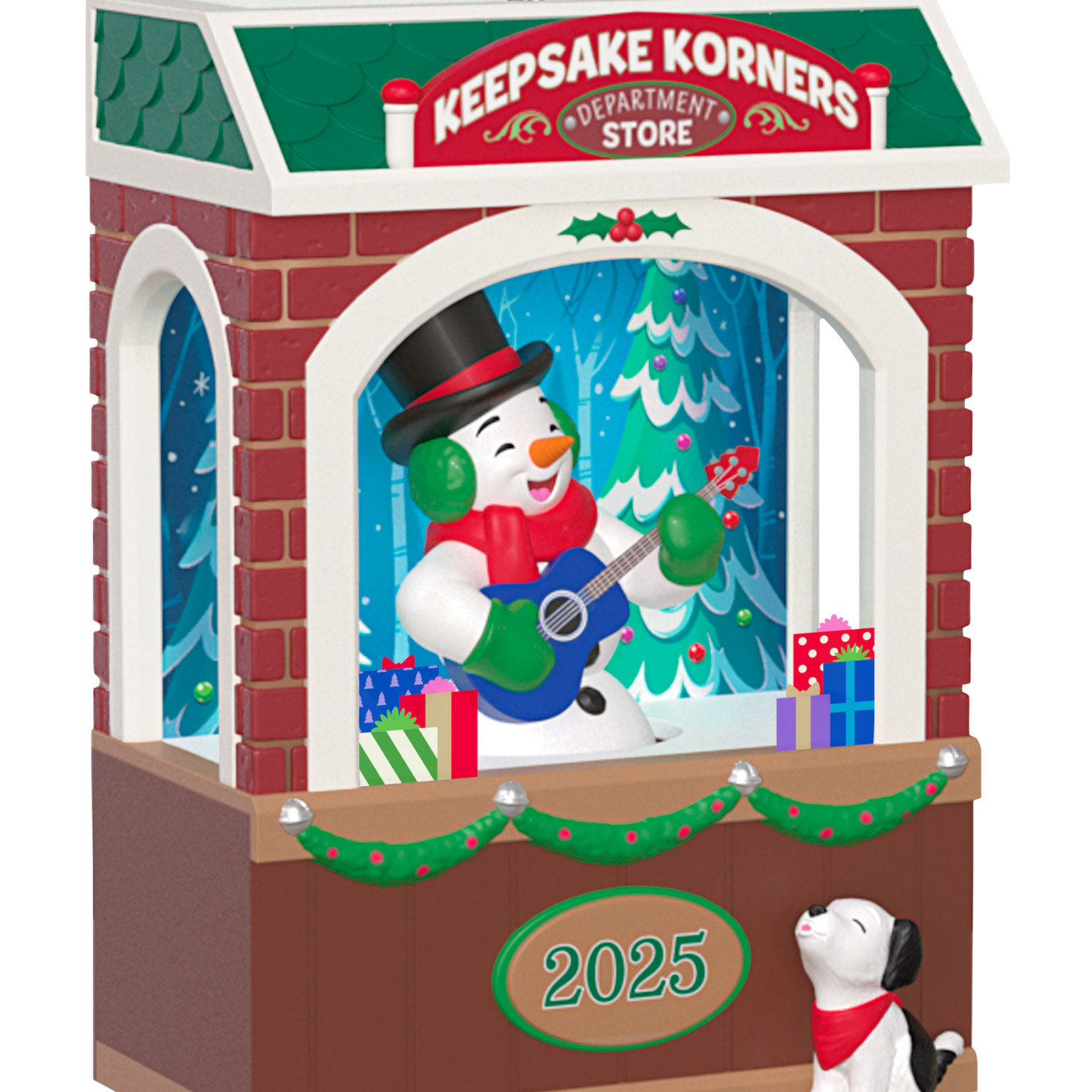 Snowman With Guitar Store Window Keepsake Ornament closeup view image number 5