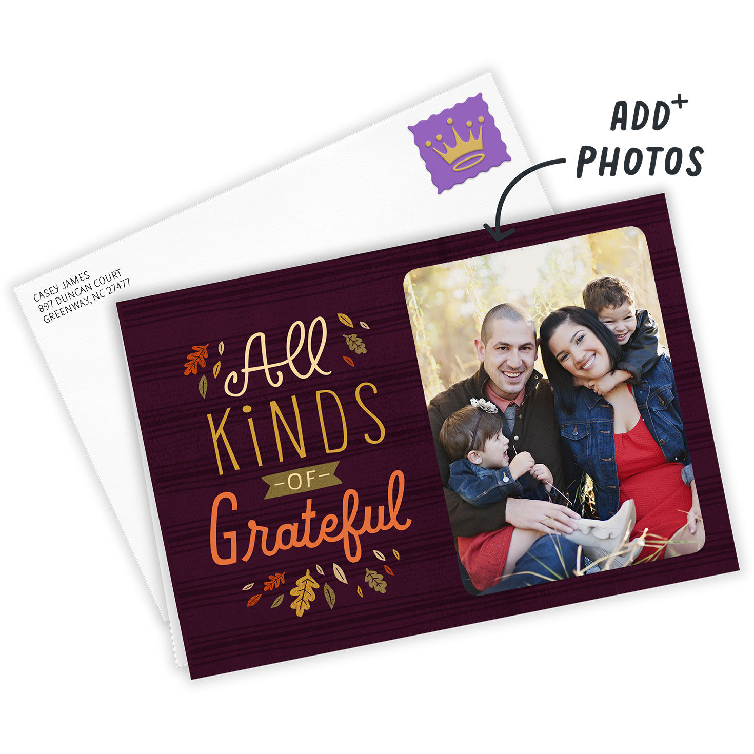 Personalized Grateful Fall Leaves Photo Card  image number 2
