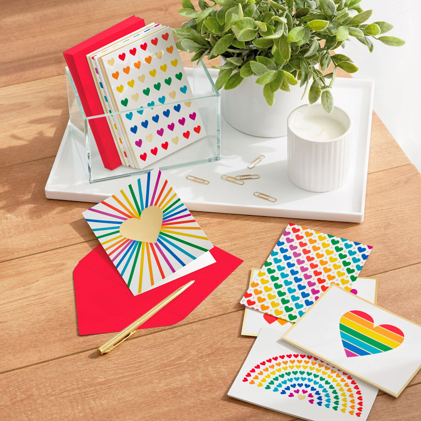 Rainbow Hearts Boxed Blank Notes Assortment, Pack of 24, , large image number 5