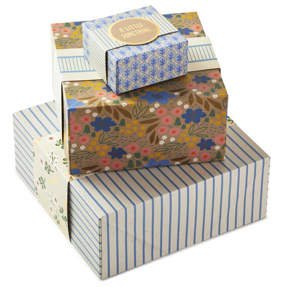 4", 8" and 10" Floral 3-Pack Gift Boxes With Bands