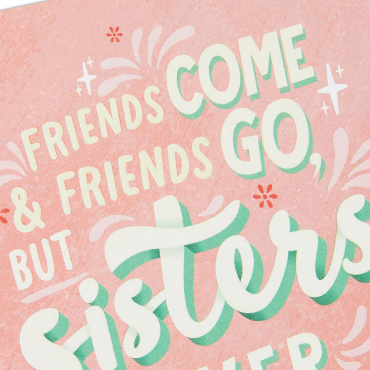 Pink and Green Lettering Funny Sister Birthday Card Card Front Detail image number 4