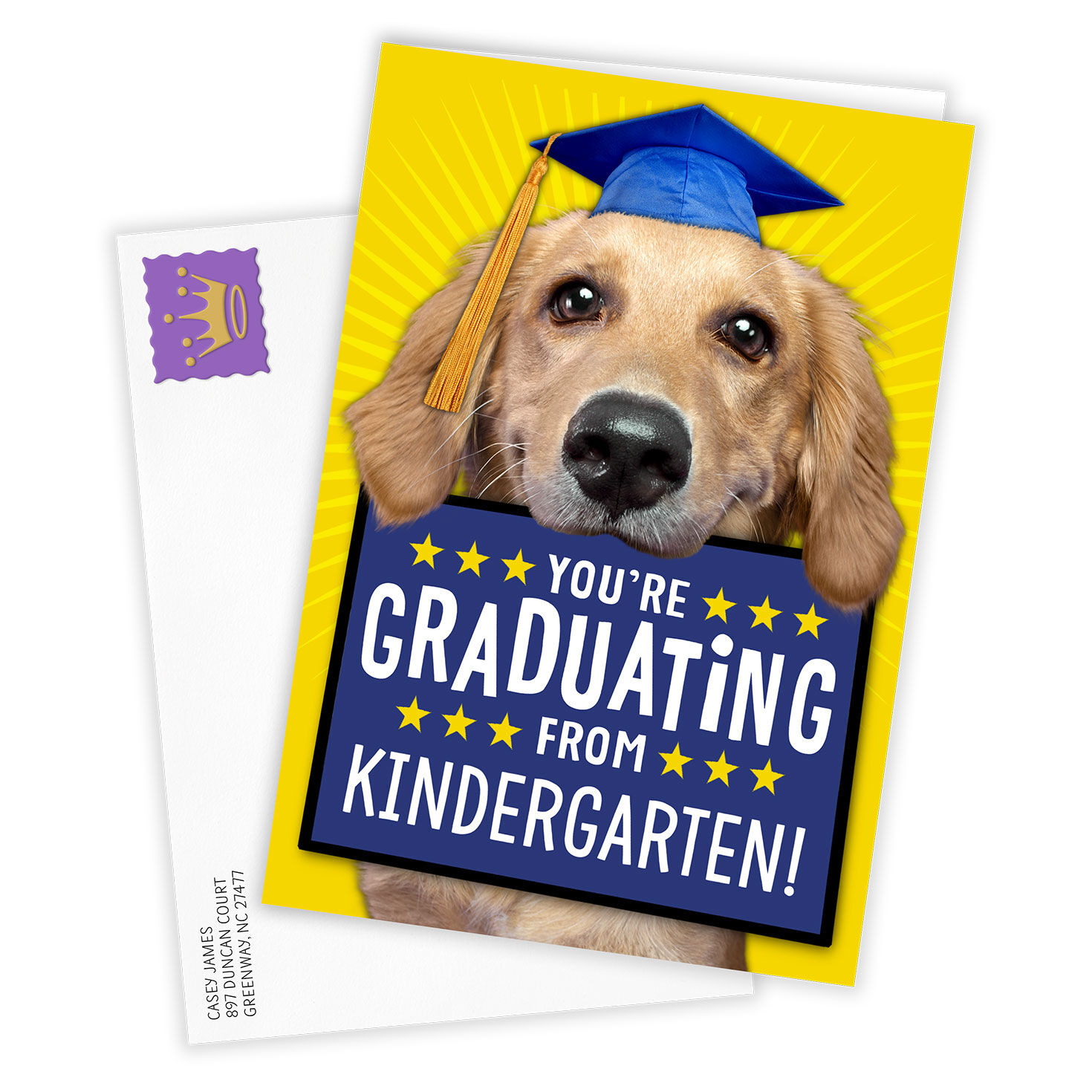 Dog in Hat With Sign Personalized Grad Card Card Front with Envelope image number 2