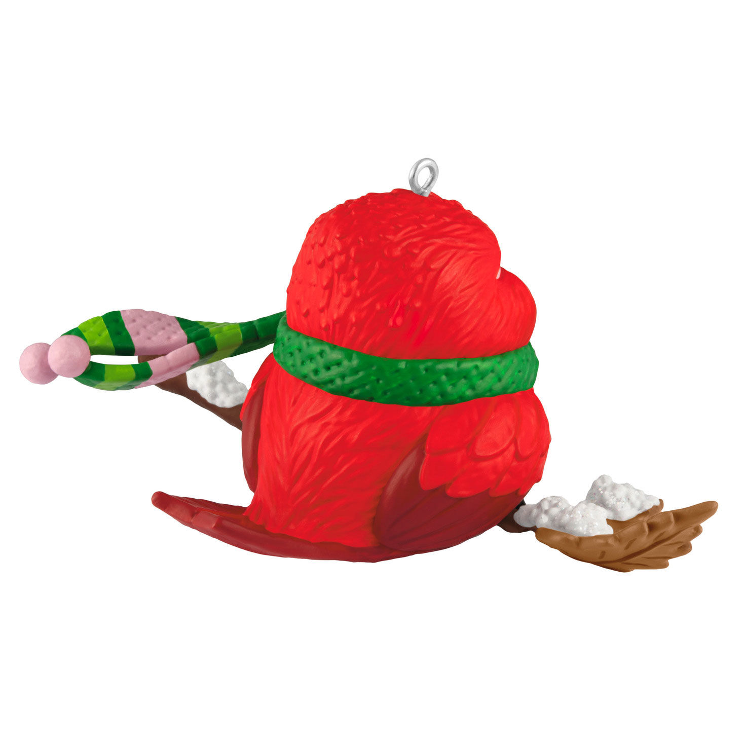 Red Bird With Green Scarf Keepsake Ornament Back image number 6