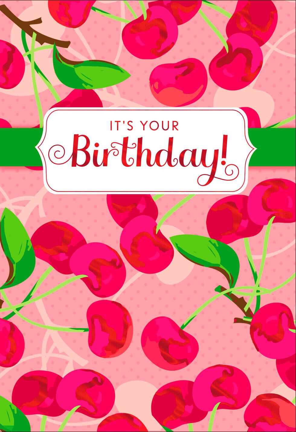 Cherry Pattern Warmest Thoughts Birthday Card