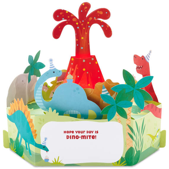 Dinosaurs Musical 3D Pop-Up Birthday Card With Light, , large image number 2