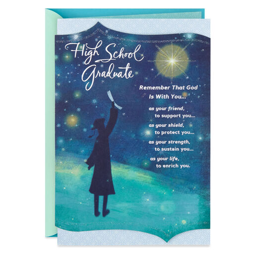God Is With You Religious High School Graduation Card, 