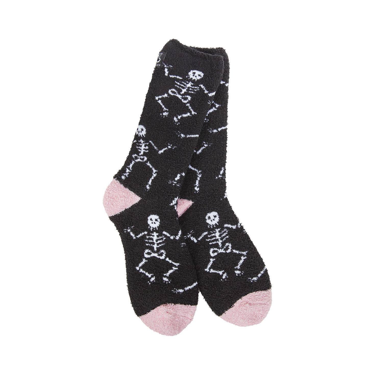 Crescent Sock Company Skeletons on Black Cozy Crew Socks