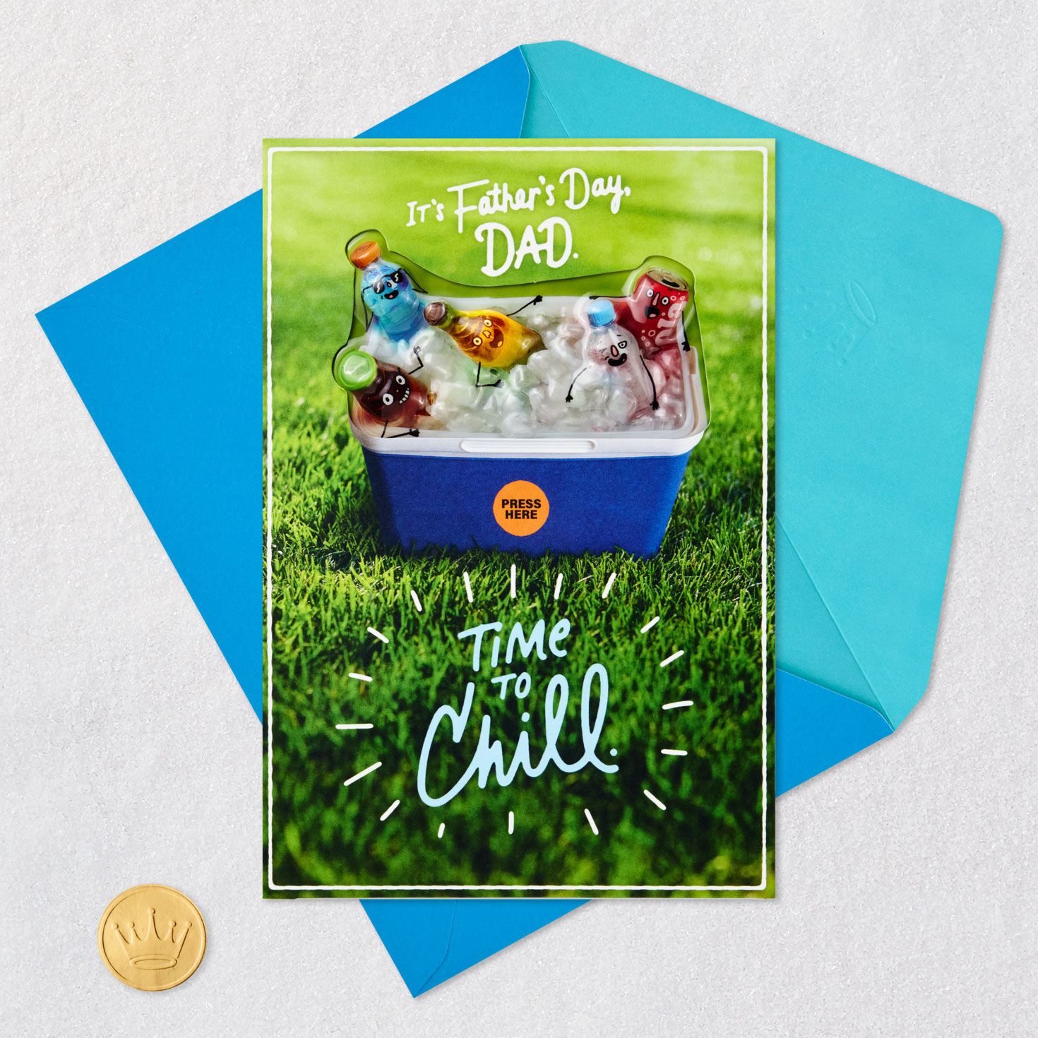 Beer Cooler Funny Father's Day Card for Dad Card Front with Envelope and Gold Seal image number 5