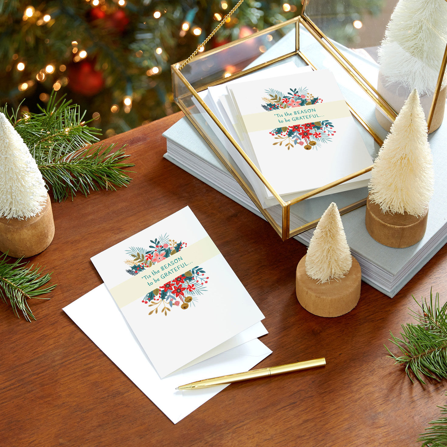 Floral Gratitude Christmas Card Pack in use image number 7