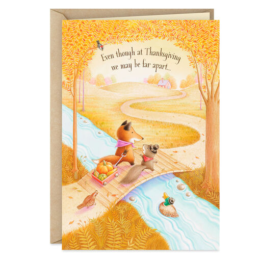 Far Apart, Close in Heart Across the Miles Thanksgiving Card, 