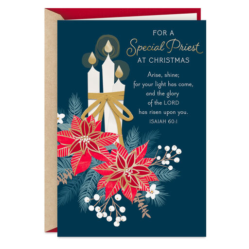 Joy and Peace to You Religious Christmas Card for Priest, 
