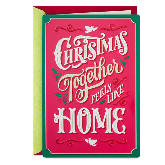 With You Feels Like Home Romantic Love Christmas Card With Tin Sign, , large image number 1