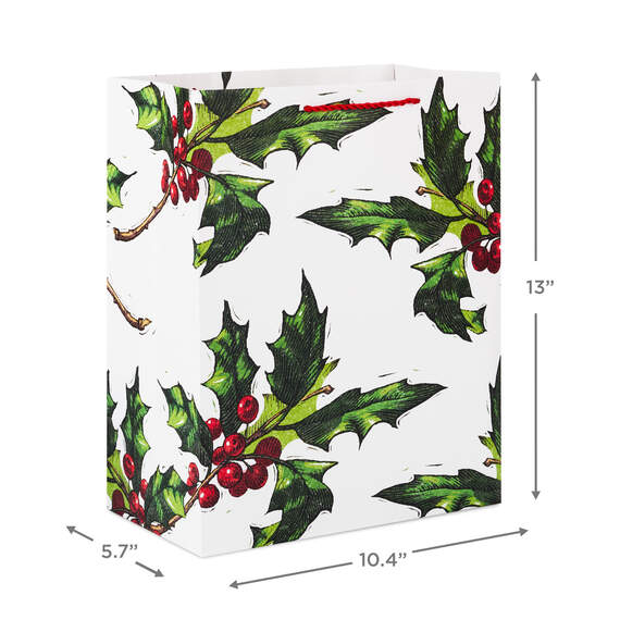 13" Berries and Greenery Large Christmas Gift Bag, , large image number 3