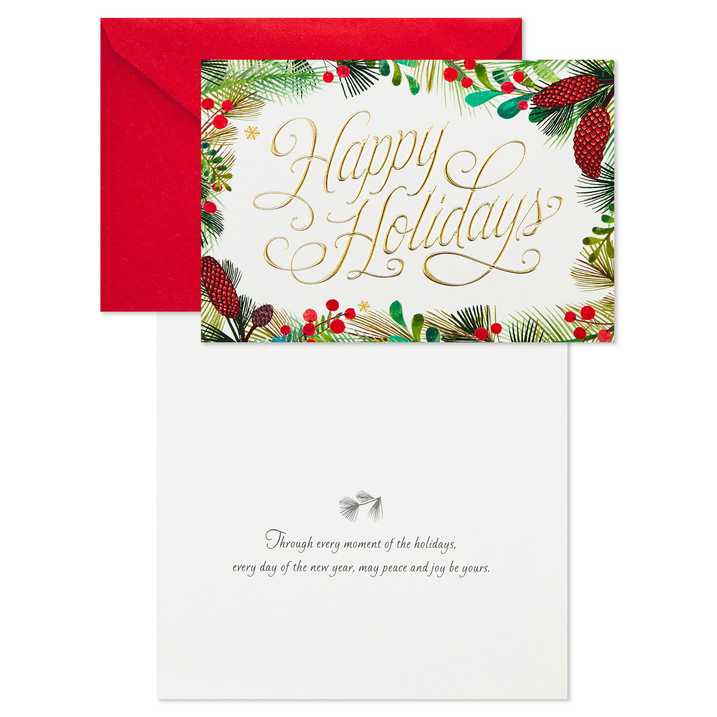 Festive Greenery Boxed Christmas Cards Card Front with Sentiment image number 3