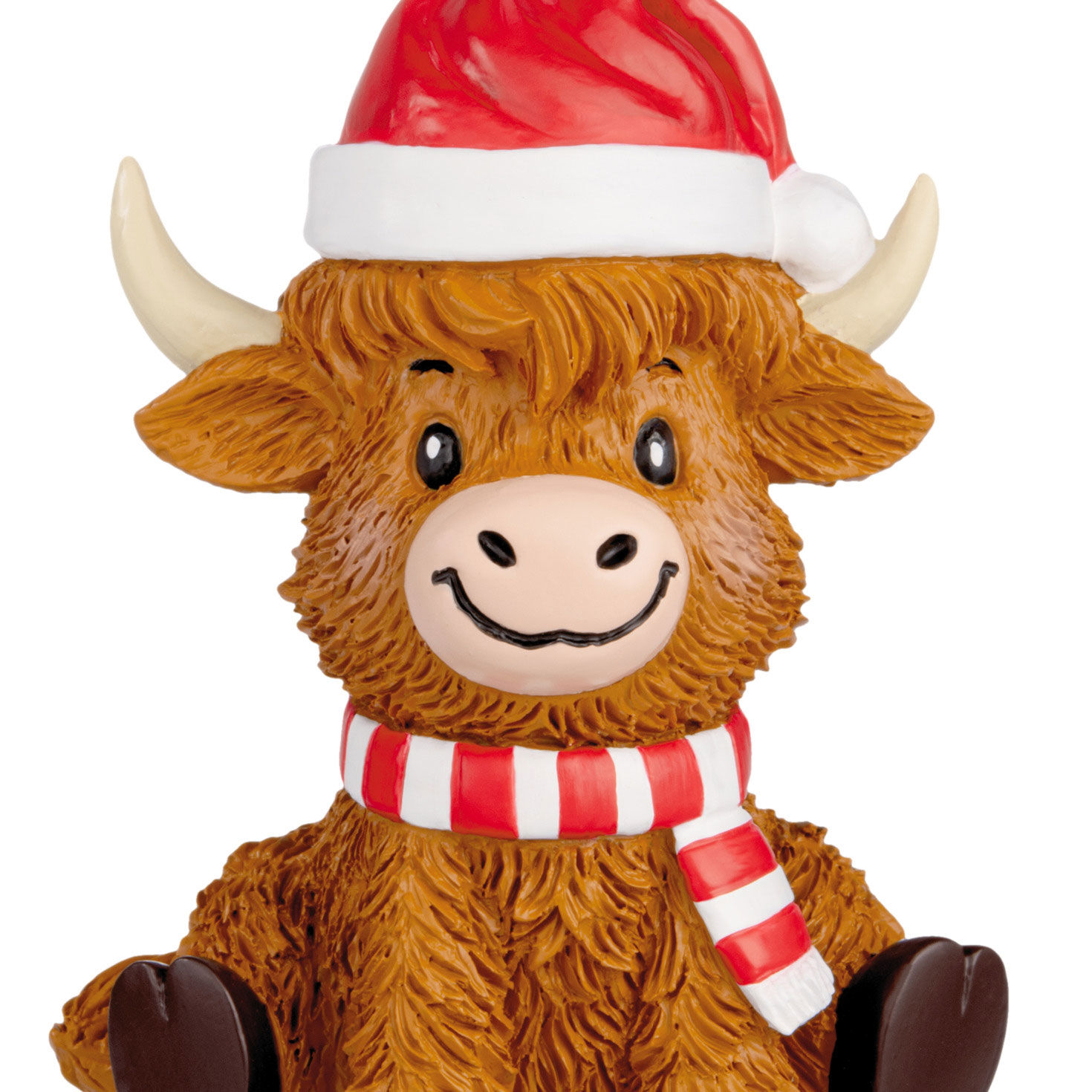 Highland Cow in Santa Hat Christmas Ornament closeup view image number 5