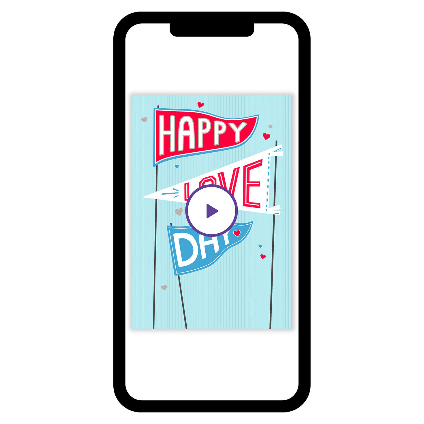 Happy Love Day Pennants Custom Valentine's Day eCard