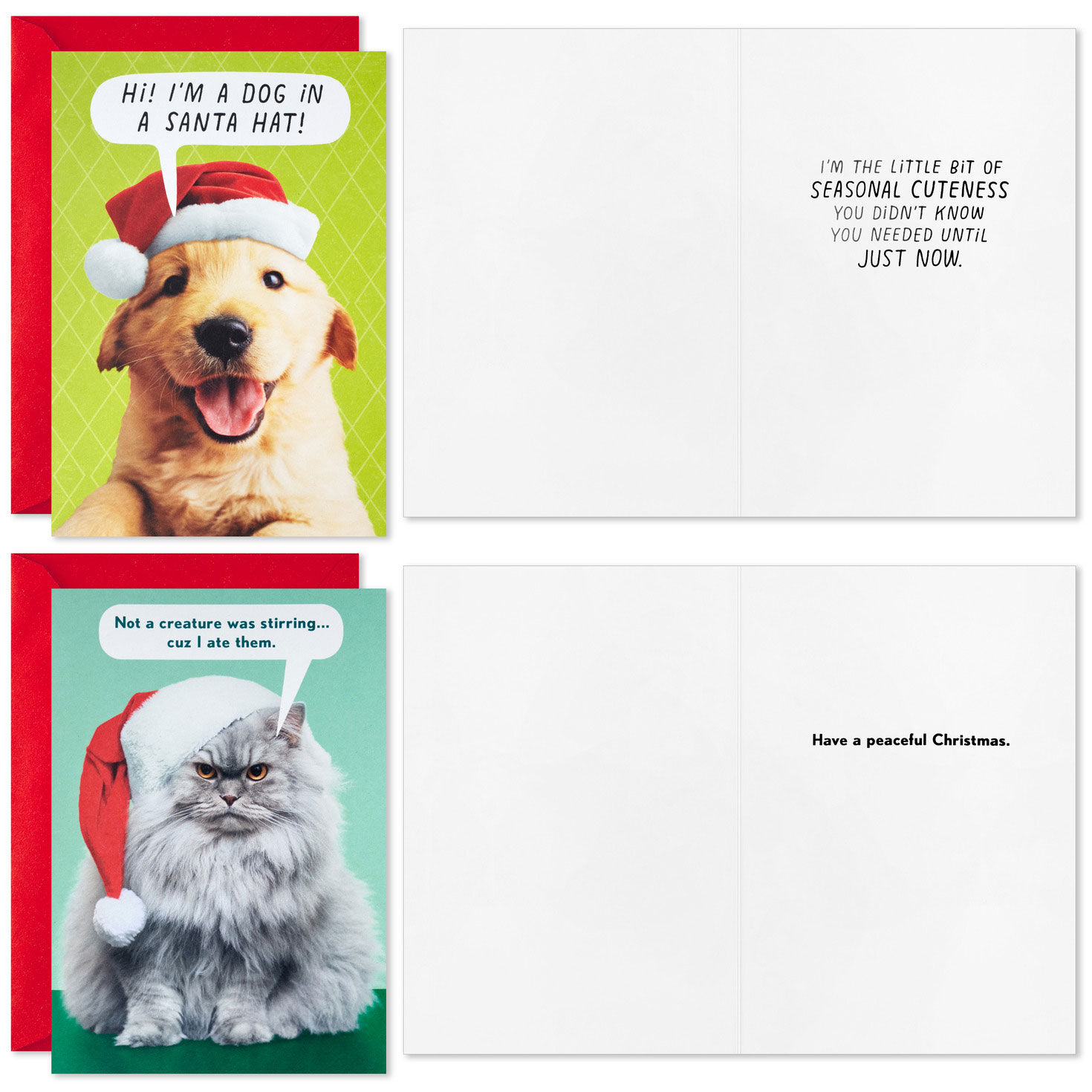 Funny Animals Boxed Christmas Card Pack Card Front with Sentiment image number 3
