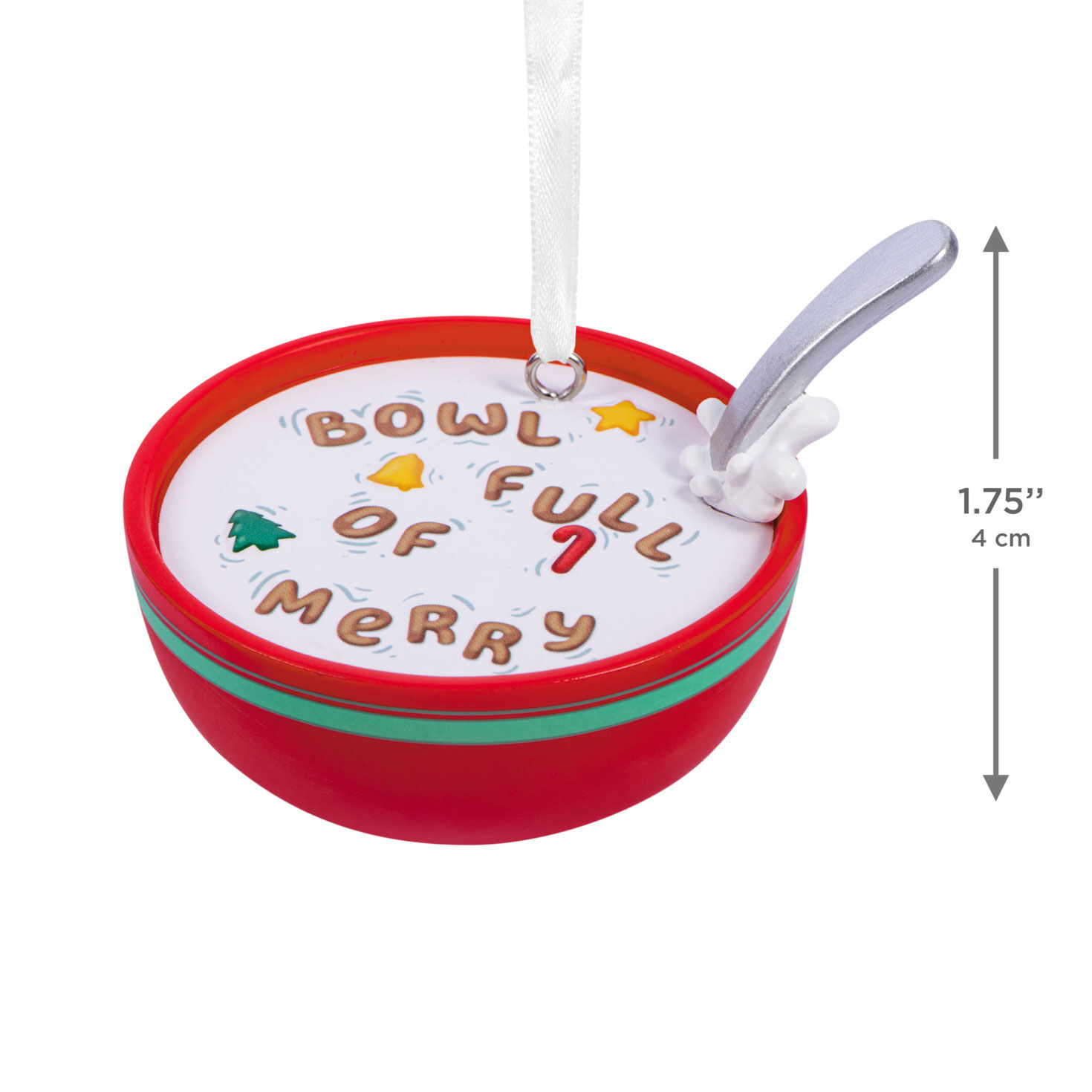 Cereal Bowl Full of Merry Christmas Ornament measurement image number 3