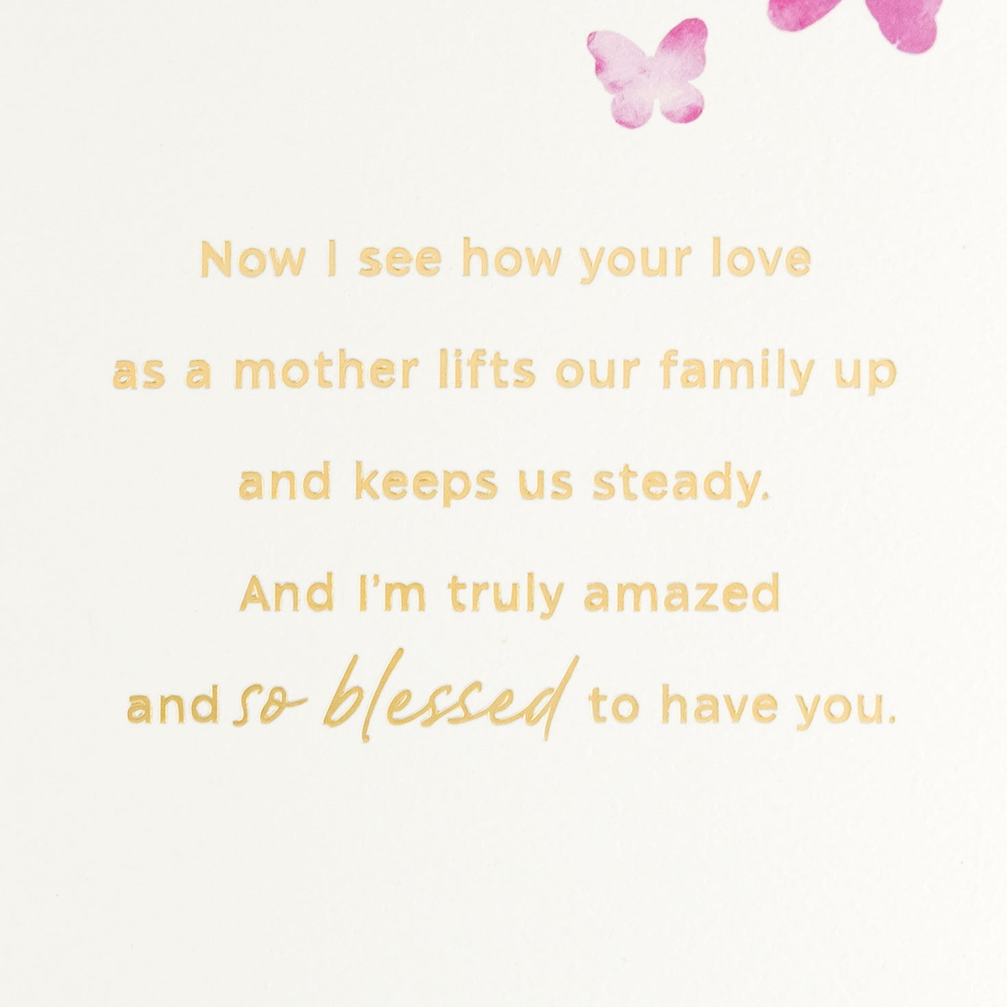 Pink Watercolor Butterfly Mother's Day Card for Wife Sentiment image number 3