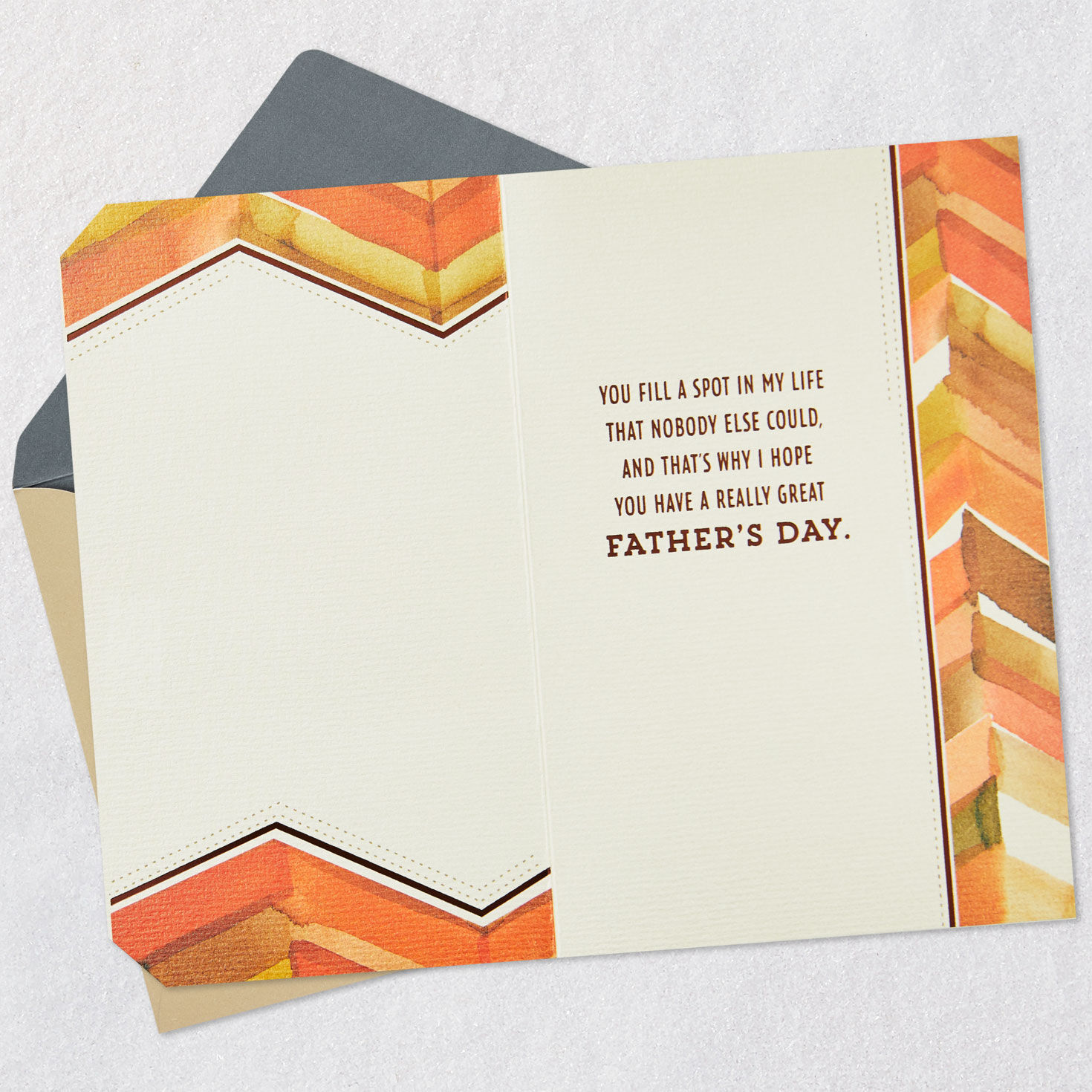 Watercolor Chevron Stripes Dad Father's Day Card Open card with envelope image number 3