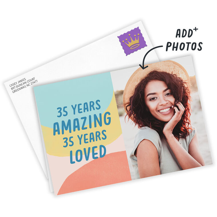 Personalized Color Waves Birthday Photo Card  image number 2