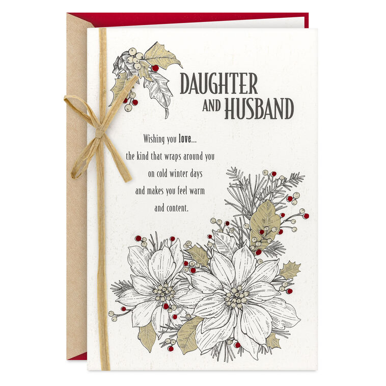 Love, Peace and Joy Christmas Card for Daughter and Her Husband