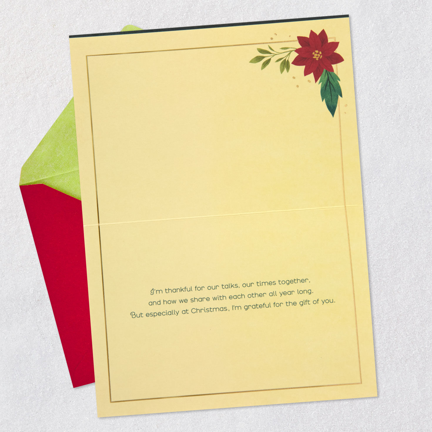 Poinsettia Flowers Sister Christmas Card Open card with envelope image number 3
