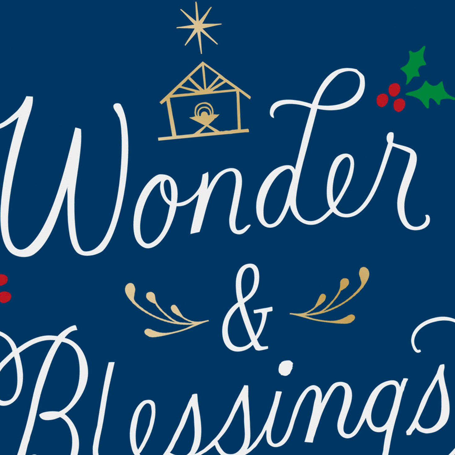 Holly on Blue Religious Christmas Cards Pack Cover Detail image number 5