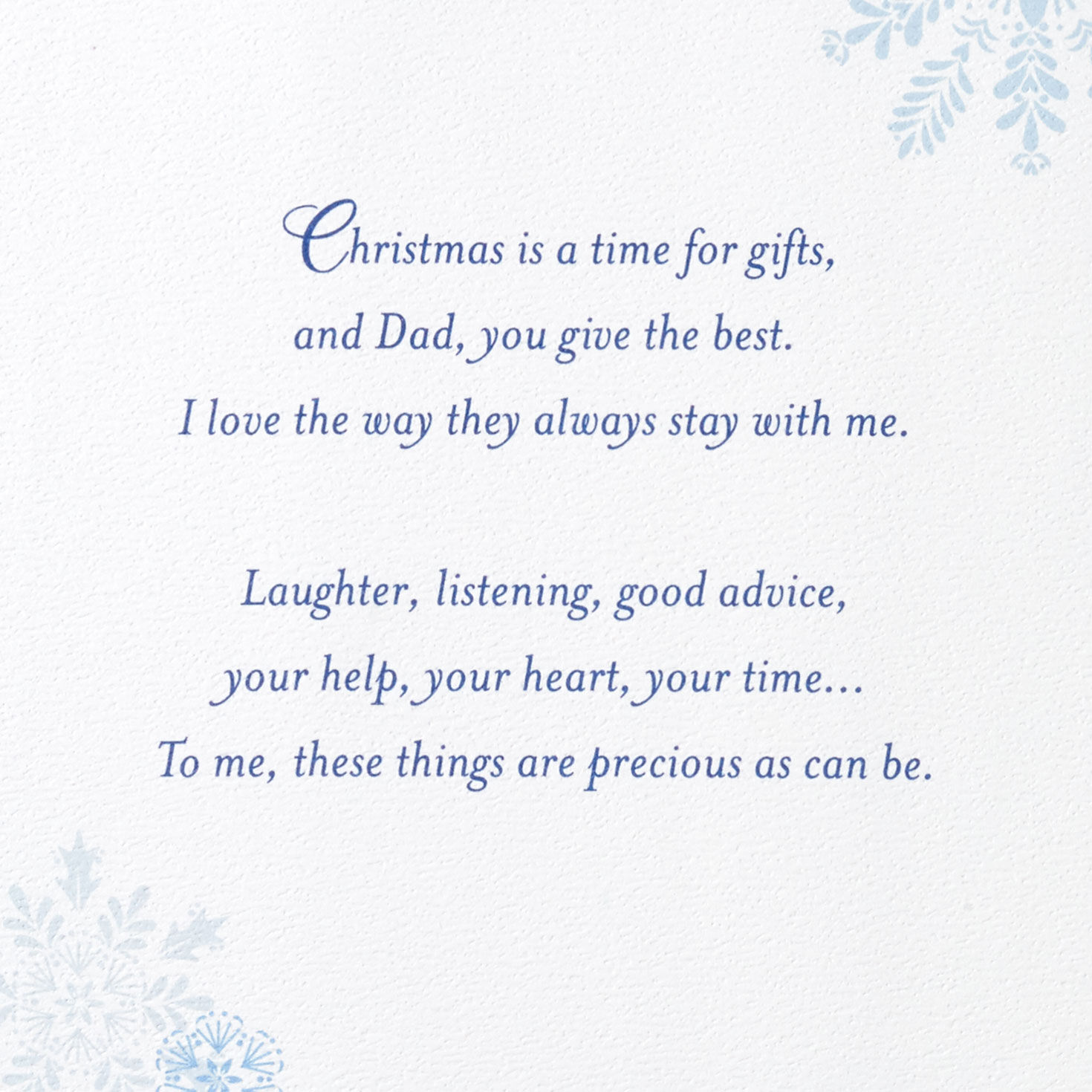 Blue and White Snowflakes Dad Christmas Card from Daughter Sentiment image number 2