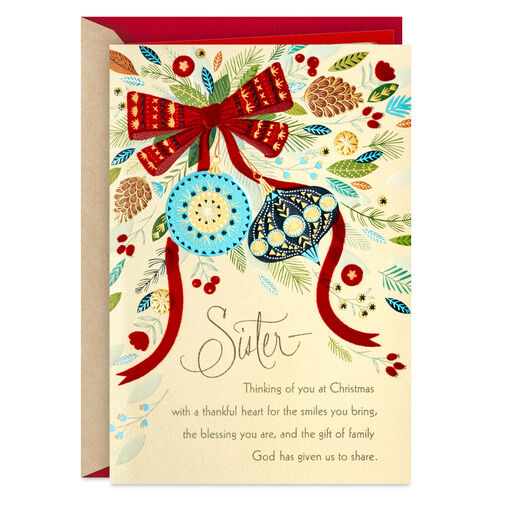 Thinking of You Religious Christmas Card for Sister, 