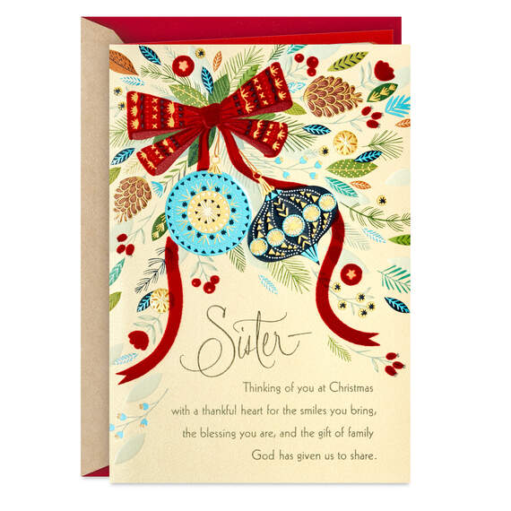 Thinking of You Religious Christmas Card for Sister, , large image number 1