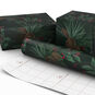 Pine-Scented Holiday Boughs on Black Christmas Gift Wrap Wrapped pkg image number 2