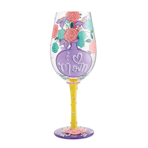 Lolita I (Heart) Mom Handpainted Wine Glass, 15 oz., 