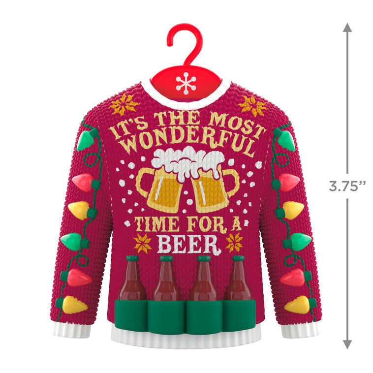 Beer Christmas Sweater Keepsake Ornament measurement image number 3
