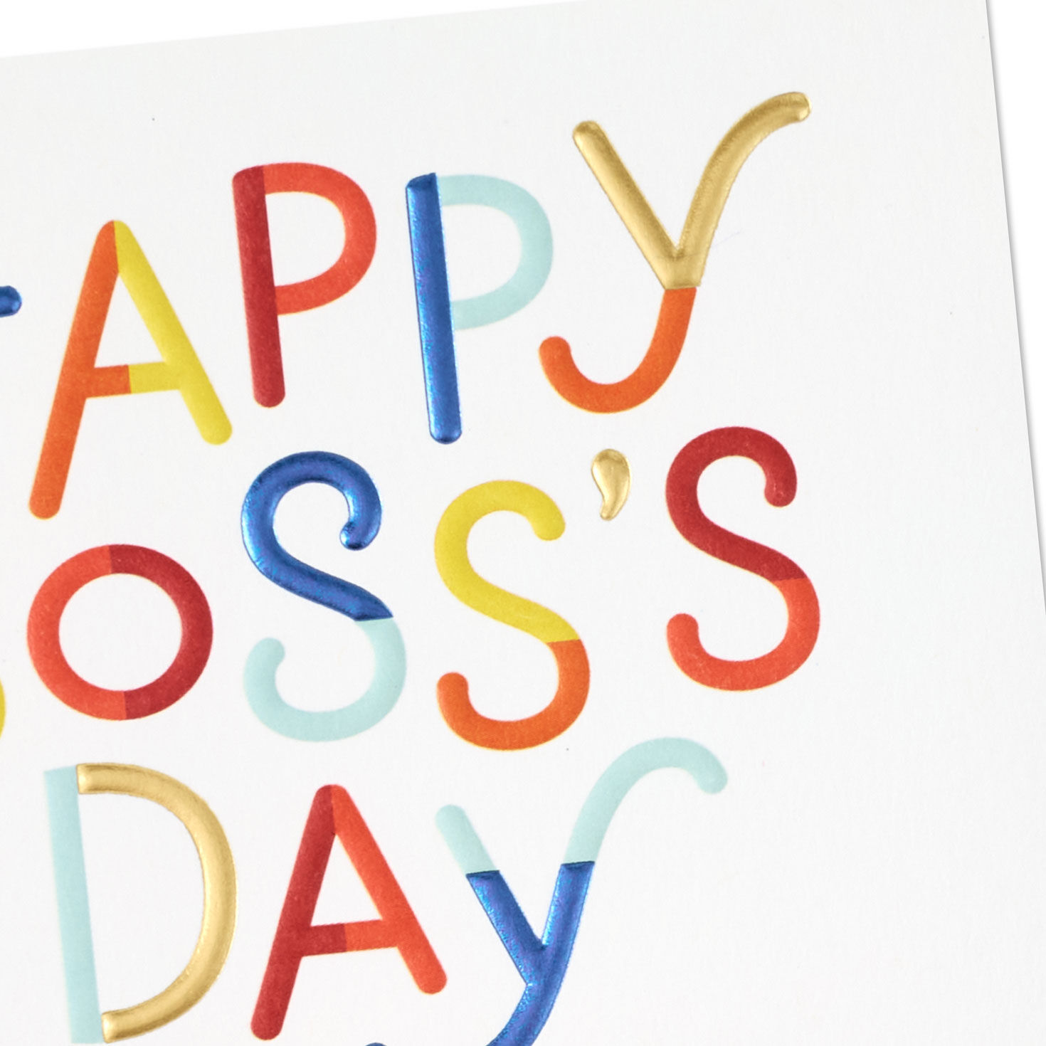 Modern Rainbow Lettering on White Boss's Day Card Card Front Detail image number 5