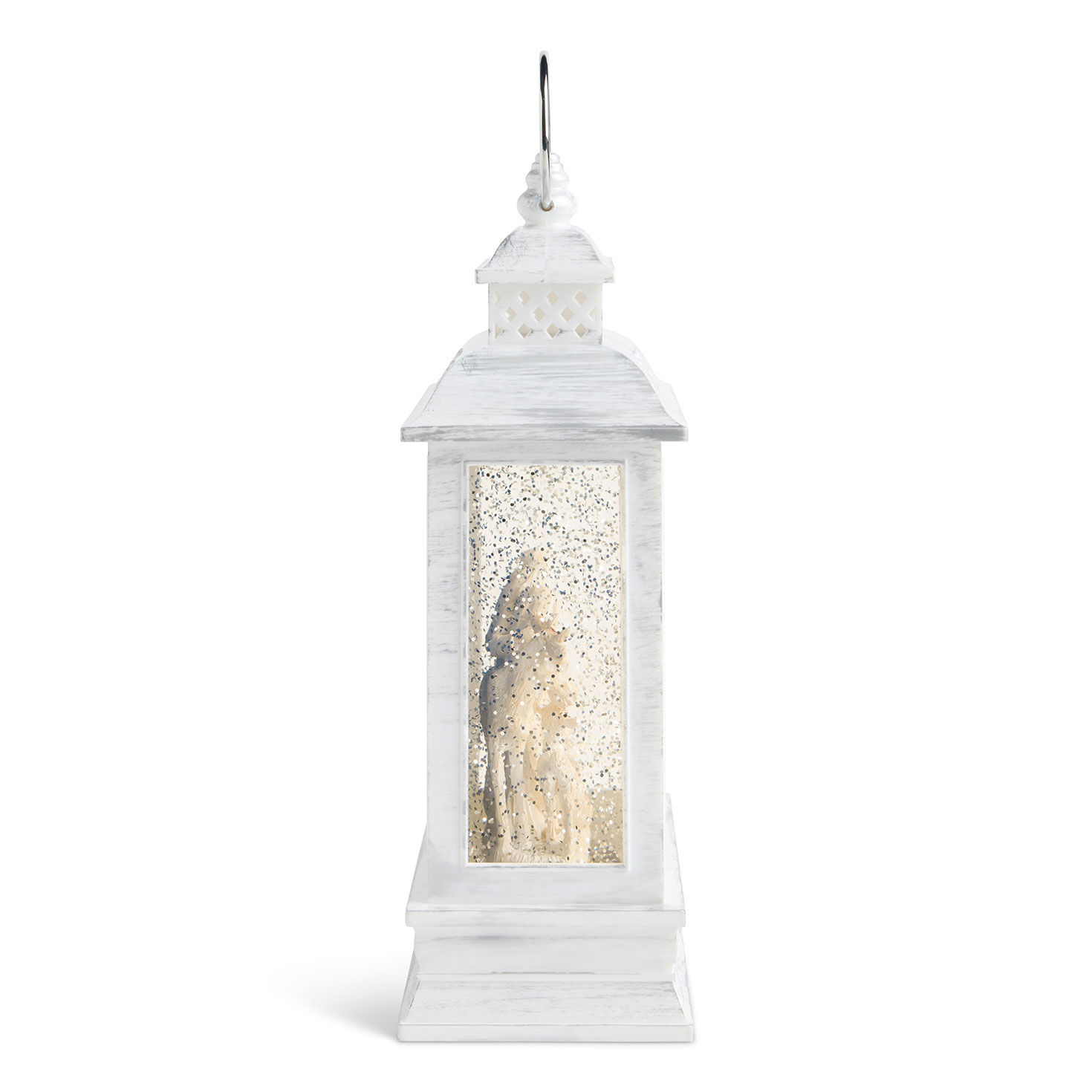 Rustic White Lantern With Nativity Scene side image number 2