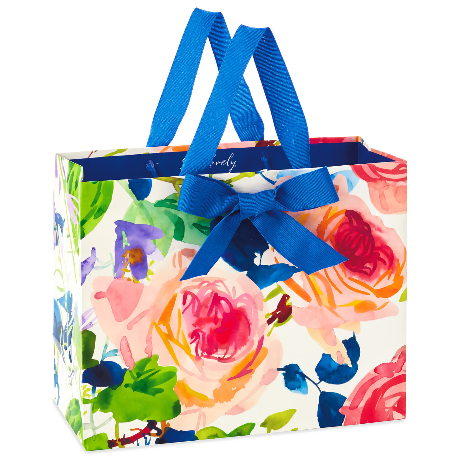 Printed Paper Gift Present Bag ROSES FROM MY GARDEN Pink Large Horizontal D