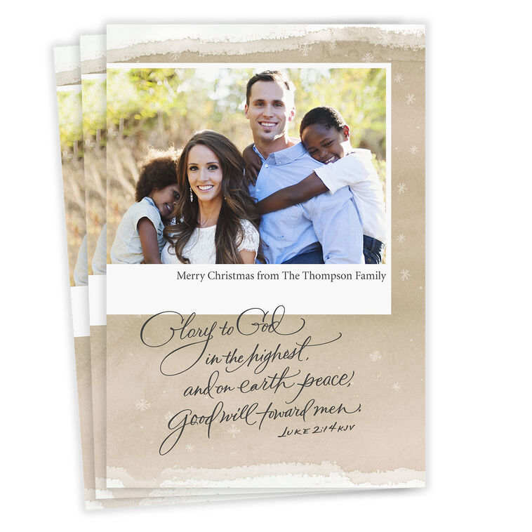 Glory to God Religious Flat Christmas Photo Card