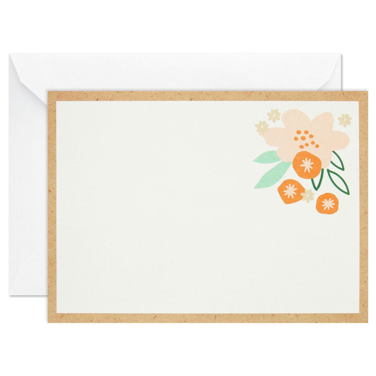 Ivory Floral Flat Note Cards in Caddy, Box of 40, , large image number 4