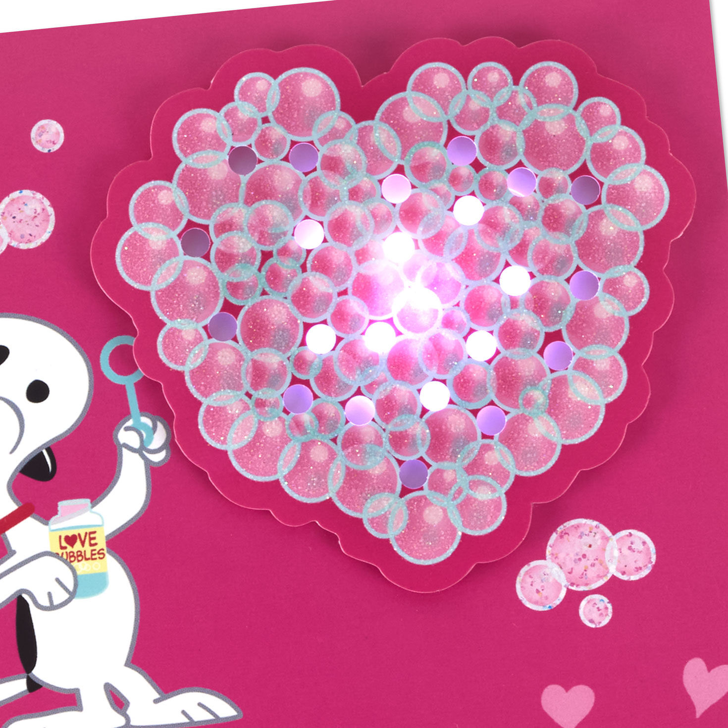 Bubbly Heart Peanuts Valentines Day Card With Music Card Front Detail image number 5