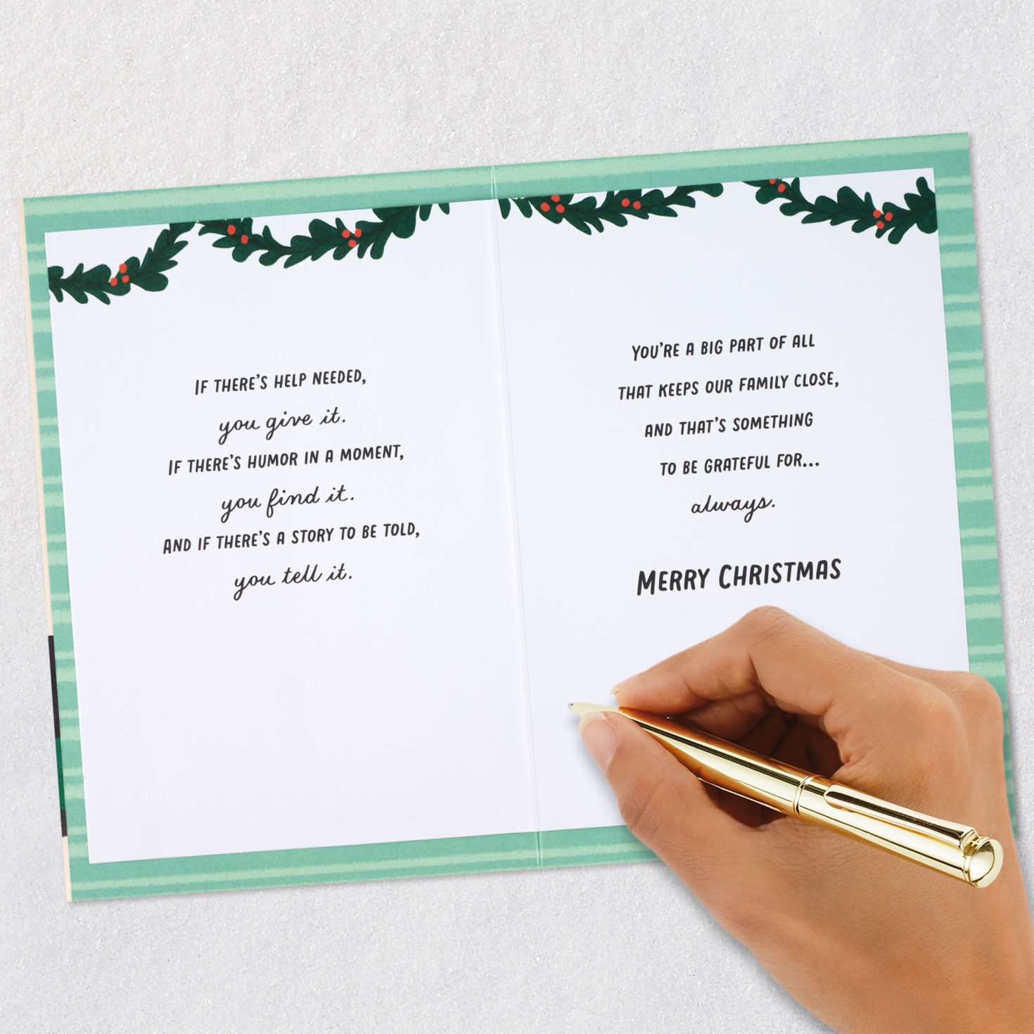 Dog by Holiday Fireplace Son Christmas Card signing card image number 8