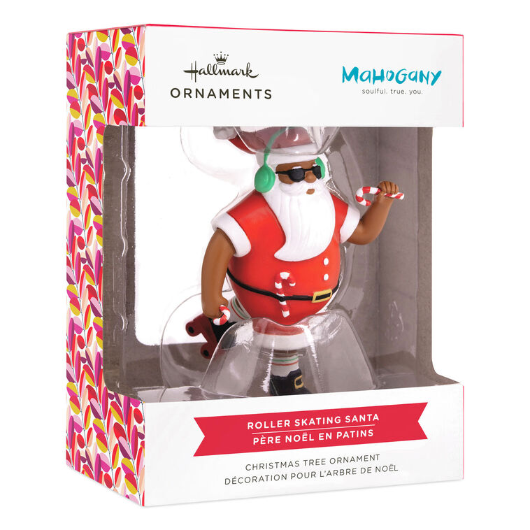 Mahogany Roller Skating Black Santa Claus Hallmark Ornament, , large image number 4