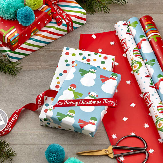 Bright and Graphic 3-Pack Reversible Christmas Wrapping Paper, 120 sq. ft., , large image number 2
