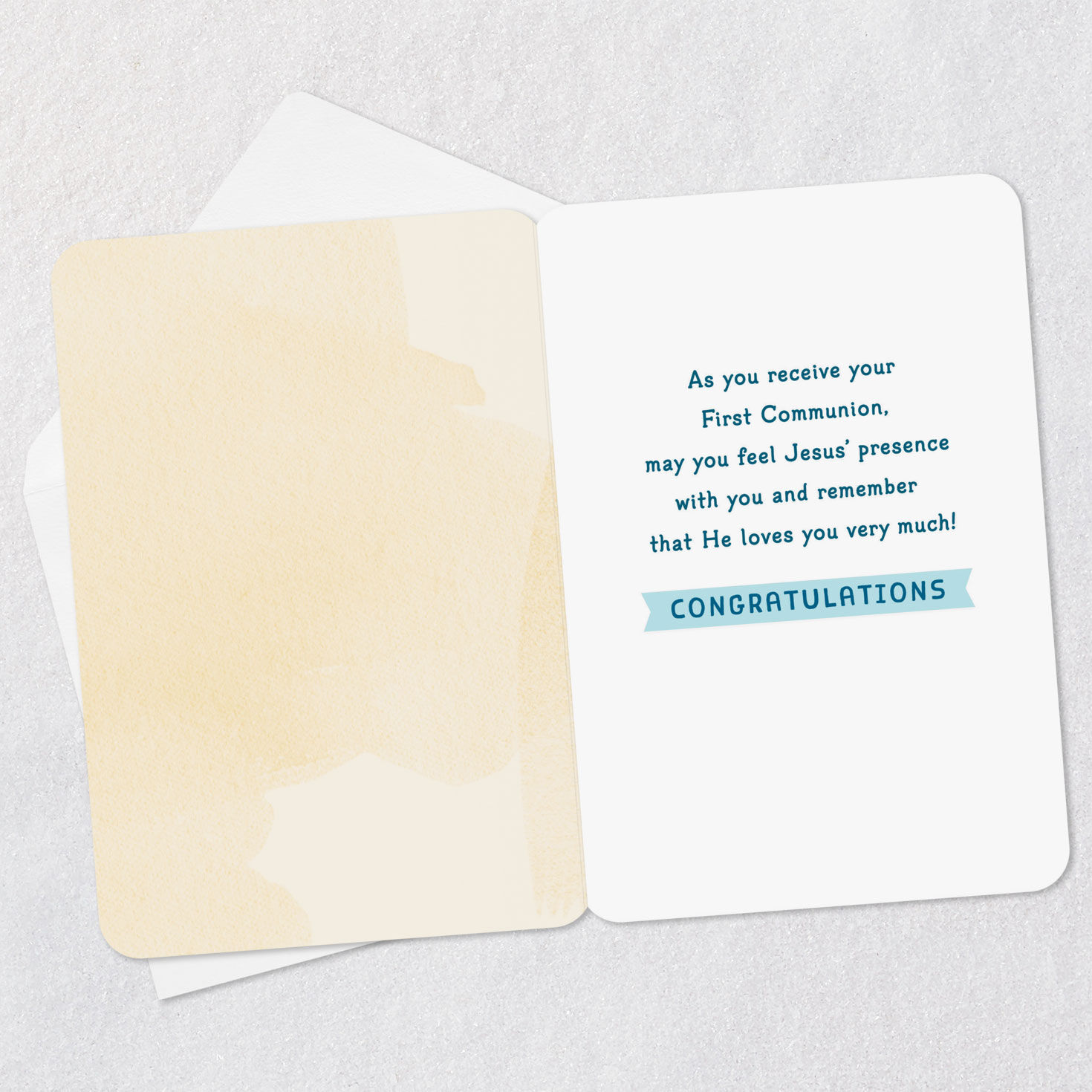 Chalice With Bread and Grapes 1st Communion Card Open card with envelope image number 3