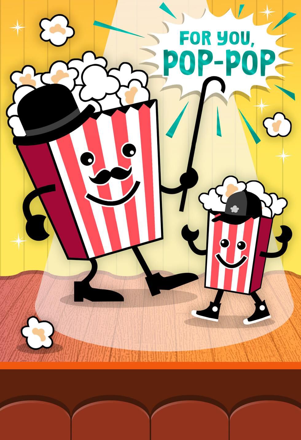 Dancing Popcorn Father's Day Card for Grandfather